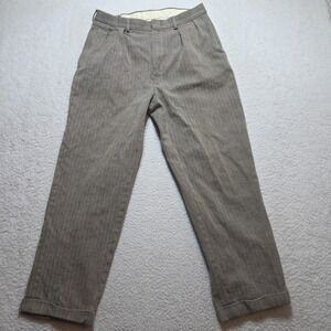 Vtg Polo Ralph Lauren Mens Houndstooth Pleated Pants Trousers Size 30x27 Tan